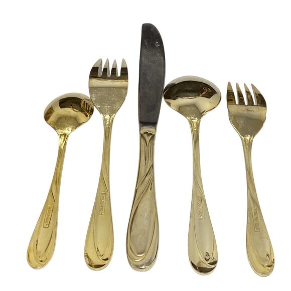 Vintage 90's Farberware Flatware Set "Nicole" Gold Plated 55 pcs service for 10 - Picture 5 of 9